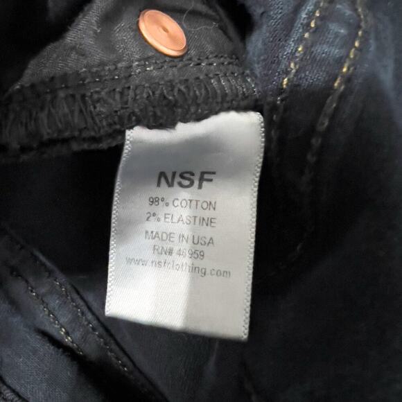 NSF Jeans Denim 26 Skinny Slim Distressed Black Dark Blue Navy Wash Raw Hem - Picture 7 of 7